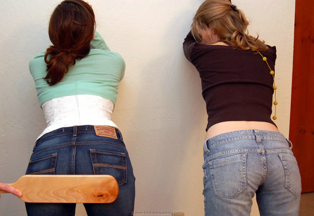 Double paddling on tight jeans for Samantha and Lizzy.